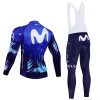 Fietskleding (Fietsshirt Lange Mouw + Lange Koersbroek) 2024 Movistar Team - Blauw